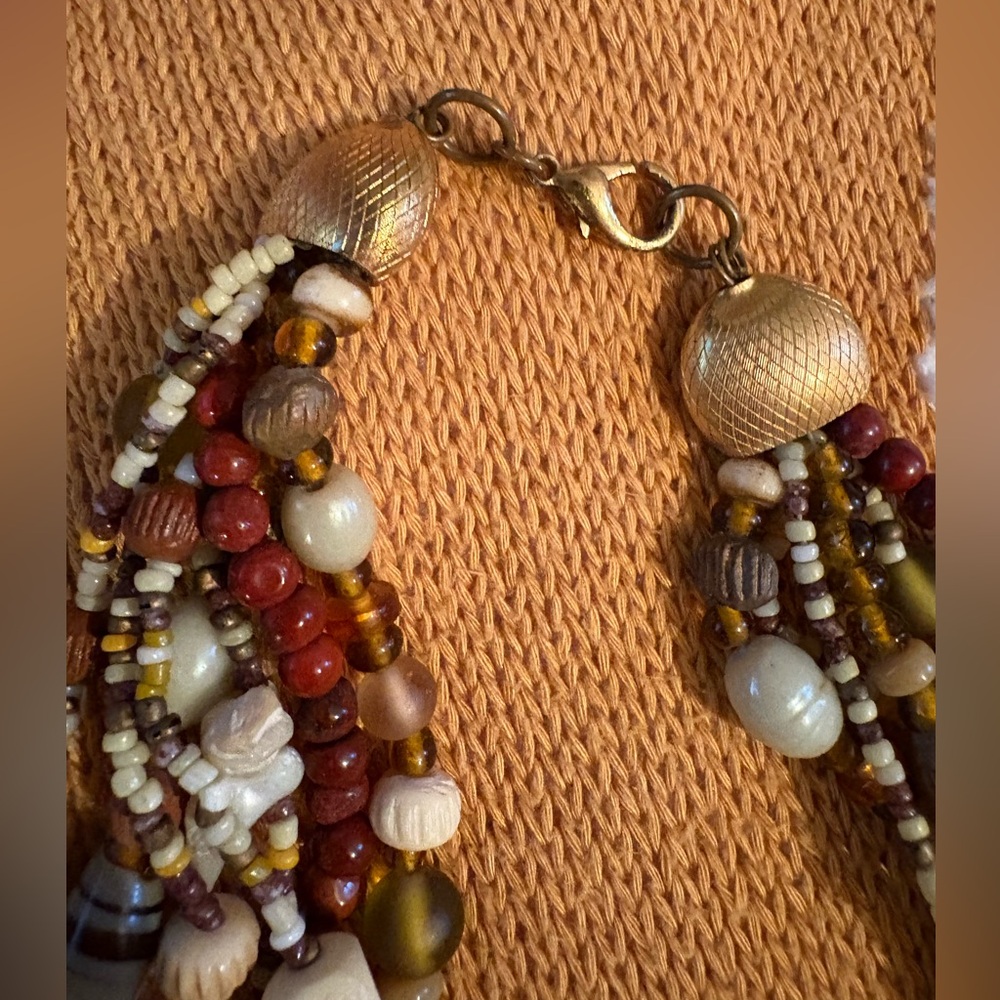 Vintage Multi-Strand Twisted Beaded Necklace Boho Statement - Picture 4 of 5